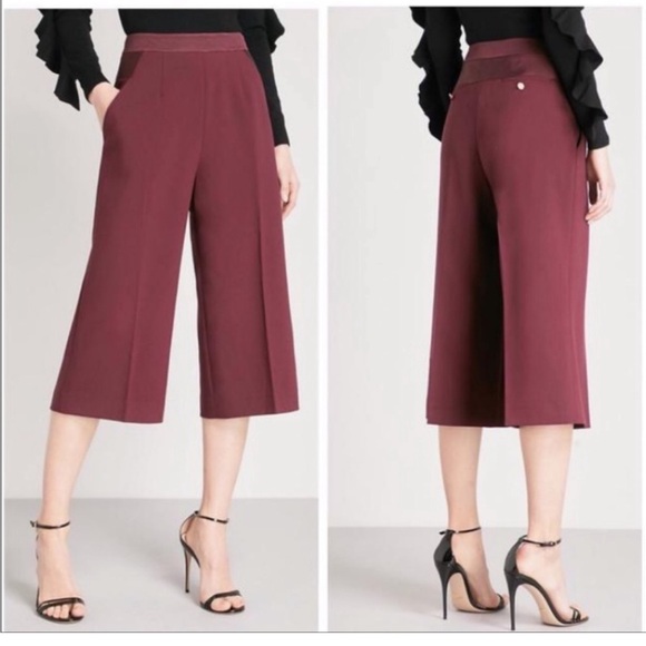 Ted Baker London Black and Burgundy Cropped Pants - Picture 2 of 2